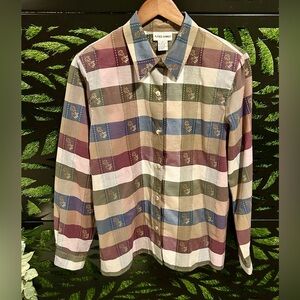 Alfred Dunner Women's Multicolor Plaid Button Up Shirt, Size 14